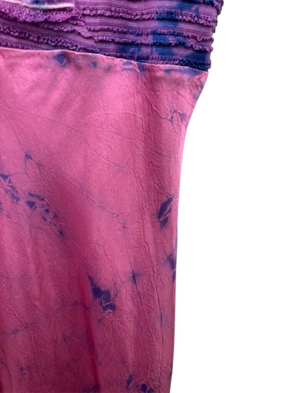 Vintage 90s Monah Li Tie-Dye Silk Slip Dress With Lace Velvet Pink & Purple - Picture 16 of 16